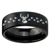 8mm Deer Antler Pipe Cut Brush Black Tungsten Carbide Custom Ring for Men