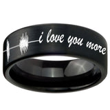 8mm Sound Wave I love you more Pipe Cut Brush Black Tungsten Mens Promise Ring