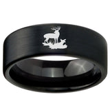 8mm Deer Hunting Pipe Cut Brush Black Tungsten Carbide Men's Promise Rings