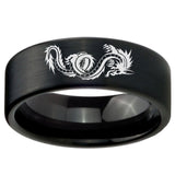 8mm Dragon Pipe Cut Brush Black Tungsten Carbide Personalized Ring