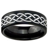 8mm Celtic Knot Pipe Cut Brush Black Tungsten Carbide Custom Ring for Men