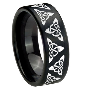 8mm Celtic Knot Pipe Cut Brush Black Tungsten Carbide Custom Ring for Men