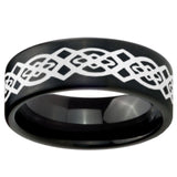8mm Celtic Knot Pipe Cut Brush Black Tungsten Carbide Anniversary Ring