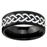 8mm Laser Celtic Knot Pipe Cut Brush Black Tungsten Carbide Custom Ring for Men