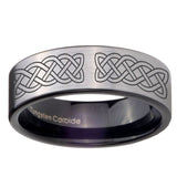8mm Celtic Knot Pipe Cut Brushed Silver Tungsten Carbide Custom Mens Ring