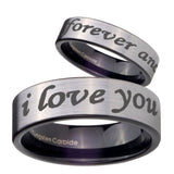 8mm I Love You Forever and ever Pipe Cut Brushed Silver Tungsten Mens Bands Ring