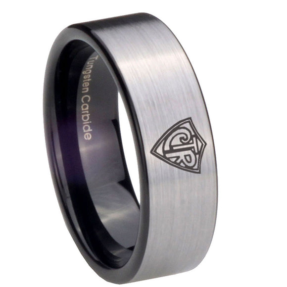 8mm CTR Pipe Cut Brushed Silver Tungsten Carbide Wedding Bands Ring