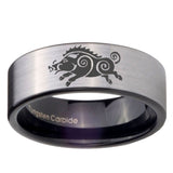 8mm Wild Boar Pipe Cut Brushed Silver Tungsten Custom Ring for Men