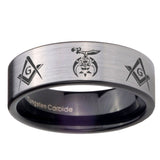 8mm Masonic Shriners Pipe Cut Brushed Silver Tungsten Custom Ring for Men