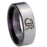 8mm CTR Pipe Cut Brushed Silver Tungsten Carbide Custom Mens Ring