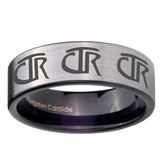 8mm Multiple CTR Pipe Cut Brushed Silver Tungsten Carbide Men's Bands Ring