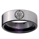 8mm U.S. Army Pipe Cut Brushed Silver Tungsten Custom Ring for Men