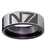 8mm N7 Design Pipe Cut Brushed Silver Tungsten Custom Ring for Men