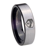 8mm GI Joe Eagle Pipe Cut Brushed Silver Tungsten Carbide Mens Bands Ring