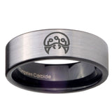 8mm Metroid Pipe Cut Brushed Silver Tungsten Carbide Men's Ring