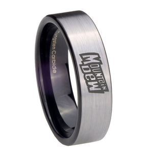 8mm Mountain Dew Pipe Cut Brushed Silver Tungsten Carbide Men's Engagement Band