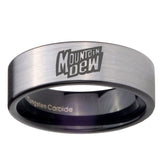 8mm Mountain Dew Pipe Cut Brushed Silver Tungsten Carbide Men's Engagement Band