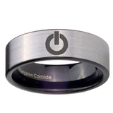 8mm Power Pipe Cut Brushed Silver Tungsten Carbide Mens Engagement Ring