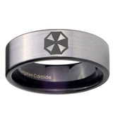 8mm Resident Evil Pipe Cut Brushed Silver Tungsten Carbide Anniversary Ring