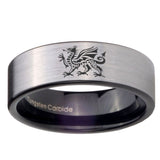 8mm Dragon Pipe Cut Brushed Silver Tungsten Carbide Mens Engagement Band