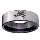 8mm Wolf Pipe Cut Brushed Silver Tungsten Carbide Men's Engagement Ring