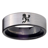 8mm Hatchet Man Pipe Cut Brushed Silver Tungsten Carbide Mens Promise Ring