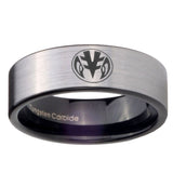 8mm Love Power Rangers Pipe Cut Brushed Silver Tungsten Mens Promise Ring