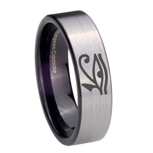 8mm Seeing Eye Pipe Cut Brushed Silver Tungsten Carbide Wedding Bands Ring