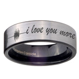 8mm Sound Wave, I love you more Pipe Cut Brushed Silver Tungsten Engraved Ring