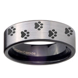 8mm Paw Print Pipe Cut Brushed Silver Tungsten Carbide Men's Engagement Band