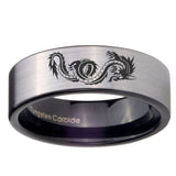 8mm Dragon Pipe Cut Brushed Silver Tungsten Carbide Men's Ring