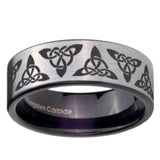 8mm Celtic Knot Pipe Cut Brushed Silver Tungsten Custom Ring for Men