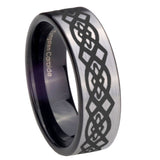 8mm Celtic Knot Pipe Cut Brushed Silver Tungsten Carbide Promise Ring
