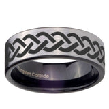 8mm Laser Celtic Knot Pipe Cut Brushed Silver Tungsten Custom Ring for Men