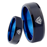 8mm CTR Design Bevel Tungsten Carbide Blue Men's Wedding Ring