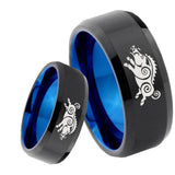 8mm Wild Boar Bevel Tungsten Carbide Blue Mens Promise Ring