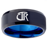 10mm CTR Design Bevel Tungsten Carbide Blue Anniversary Ring