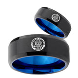 His Hers U.S. Army Bevel Tungsten Blue Engagement Ring Set