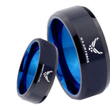 8mm US Air Force Bevel Tungsten Carbide Blue Promise Rings