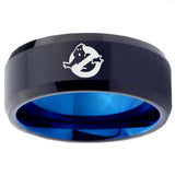 10mm Ghostbusters Bevel Tungsten Carbide Blue Mens Promise Ring