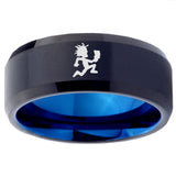 10mm Hatchet Man Bevel Tungsten Carbide Blue Men's Wedding Ring