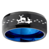 10mm Deer Hunting Bevel Tungsten Carbide Blue Wedding Ring