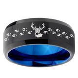 10mm Deer Antler Bevel Tungsten Carbide Blue Wedding Ring