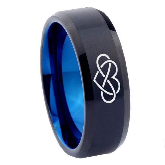 8mm Infinity Love Bevel Tungsten Carbide Blue Promise Ring