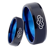 8mm Infinity Love Bevel Tungsten Carbide Blue Promise Ring