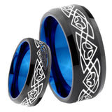 8mm Celtic Braided Bevel Tungsten Carbide Blue Mens Promise Ring