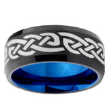 10mm Celtic Knot Infinity Love Bevel Tungsten Carbide Blue Wedding Ring