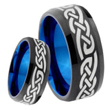 8mm Celtic Knot Infinity Love Bevel Tungsten Carbide Blue Mens Promise Ring