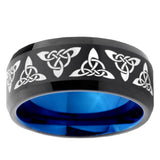 10mm Celtic Knot Bevel Tungsten Carbide Blue Wedding Ring