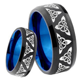 8mm Celtic Knot Bevel Tungsten Carbide Blue Mens Promise Ring